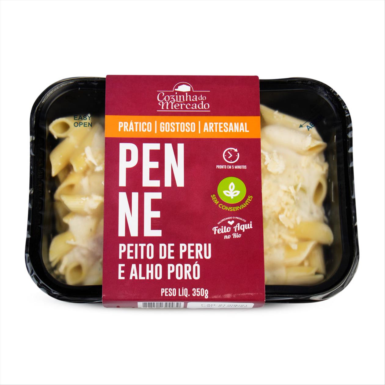 Refeição Completa Cozinha Do Mercado Penne Com Peito De Peru E Alho Poró  350g - Zona Sul