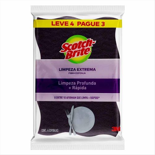 Esponja para Louça Scotch Brite Limpeza Extrema  com 3  Unidades