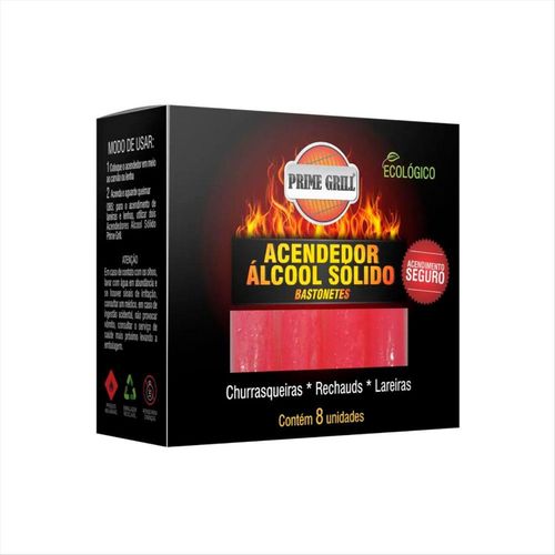 Acendedor Para Churrasqueira Prime Grill Caixa Com 8 Unidades