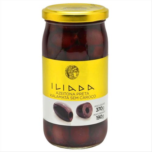 Azeitona Preta Kalamata Sem Caroço Grega Iliada 190g