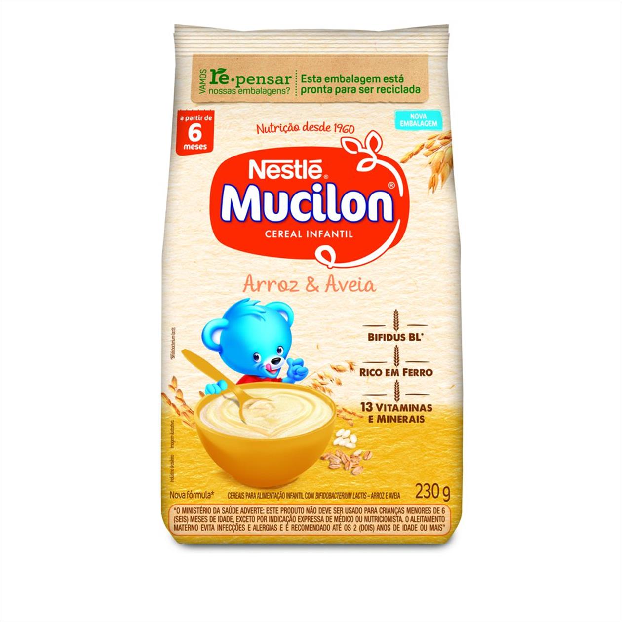 Cereal Infantil Mucilon Arroz E Aveia Pacote 230g - Zona Sul