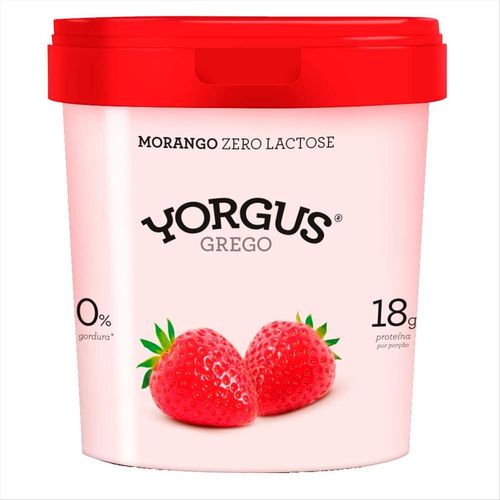 Iogurte Desnatado Yorgus Grego Morango Zero Lactose 500g