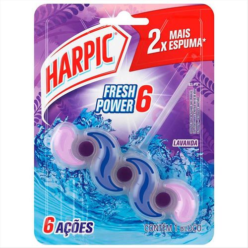 Desodorizador Sanitário Bloco Descartável Harpic Fresh Power 6 Lavanda 39 g