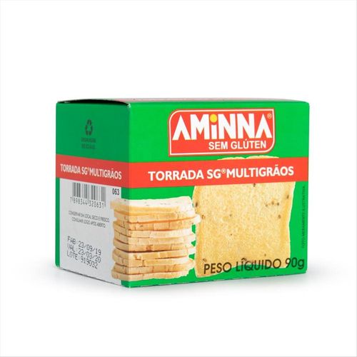 Torrada Salgada Sem Glúten Aminna Multigrãos  90 g
