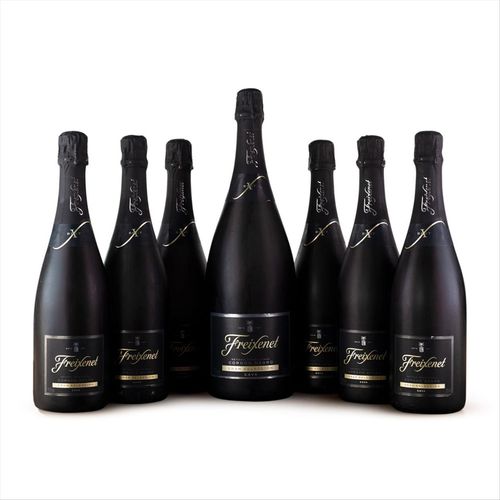 Cava Branco Brut Espanhol Freixenet Cordon Negro Caixa com 6 garrafas 750 mL Grátis 1 garrafa 1,5L