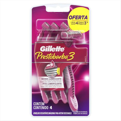 Aparelho Depilatório Gillette Leve 4 Pague 3 Unidades