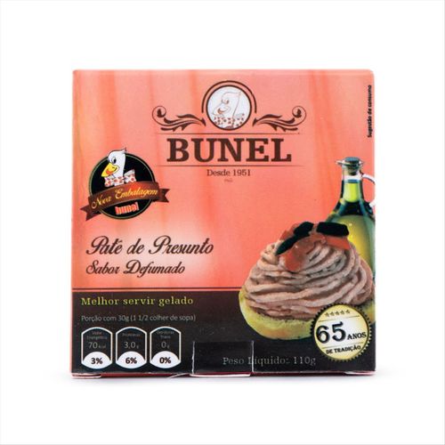Patê de Presunto Defumado Bunel Lata 100g