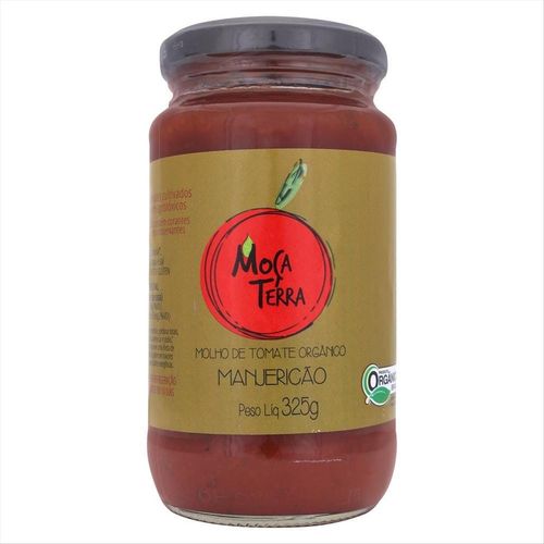 Molho De Tomate Orgânico Moça Terra Manjericão Vidro 325g
