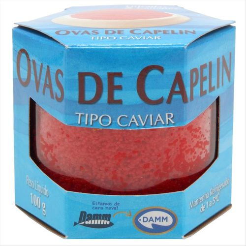 Ovas De Capelin Tipo Caviar Vermelhas Damm Vidro 100