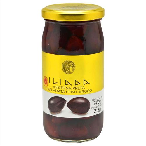 Azeitona Preta Kalamata Com Caroço Grega Iliada 215g