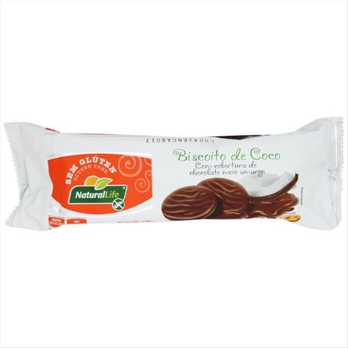 Biscoito Termogênico Sem Glúten Natural Life Coco Chocolate Meio Amargo 140g