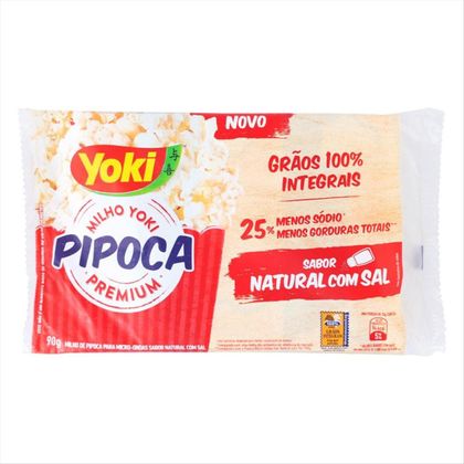 Milho Para Pipoca De Micro Ondas Yoki Premium Natural Com Sal 90g