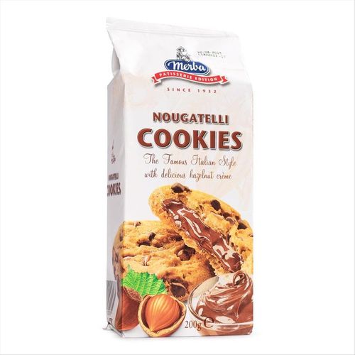 Cookies Holandeses Merba Com Gotas De Chocolate E Recheio De Creme De Avelã 200g