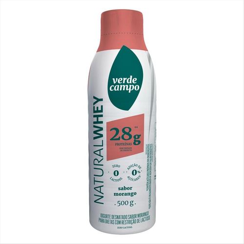 Iogurte Sem Lactose Morango Verde Campo Natural Whey 28g 500g