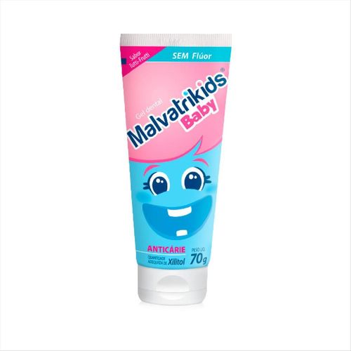 Gel Dental Infantil Sem Flúor Anticárie Malvatrikids Baby Tutti Frutti 70g