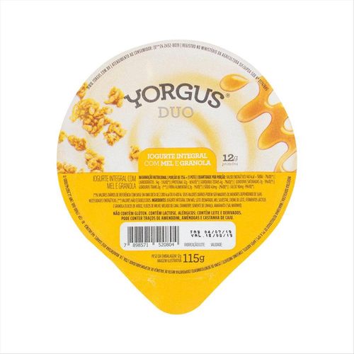 Iogurte Integral Yorgus Duo Mel E Granola 115g