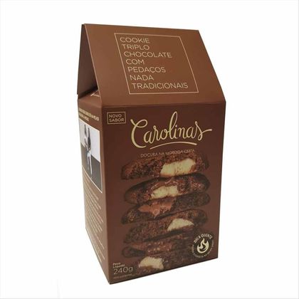 Cookies Carolinas Triplo Chocolate Caixa 240g