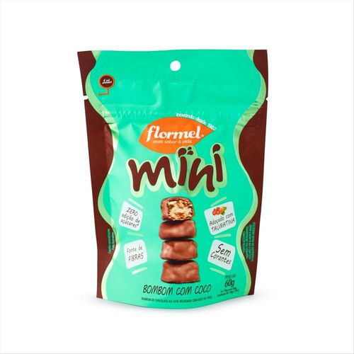 Mini Bombom Ao Leite Zero Adição De Açúcar Flormel Com Coco Pacote 60g