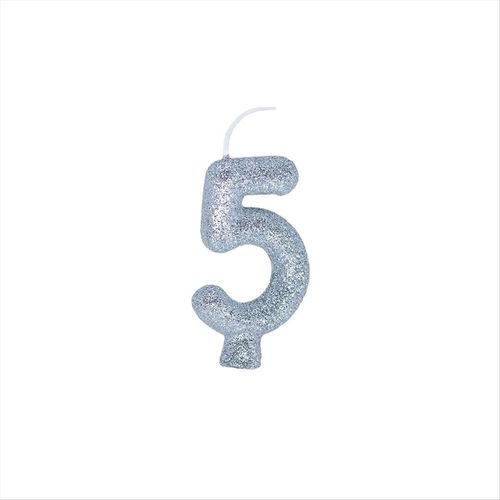 Vela Para Aniversário Regina Nº 5 Prata Com Glíter
