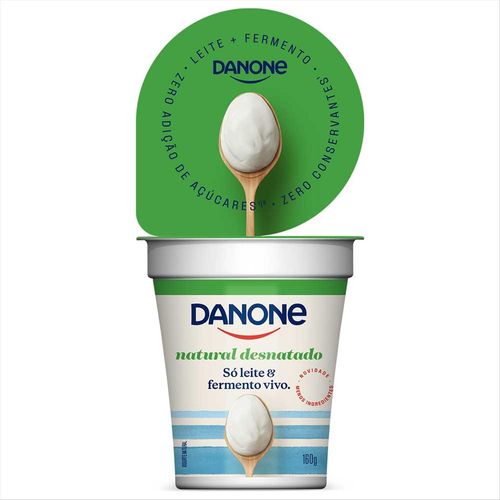 Iogurte Natural Desnatado Sem Adição de Açúcar Danone Copo 160g