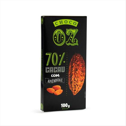 Chocolate sem Glúten Choco OZ Amêndoas 70% de Cacau 100g