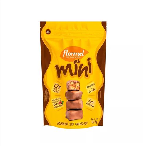 Mini Bombom Zero Adição de Açúcar Flormel com Amendoim 60g