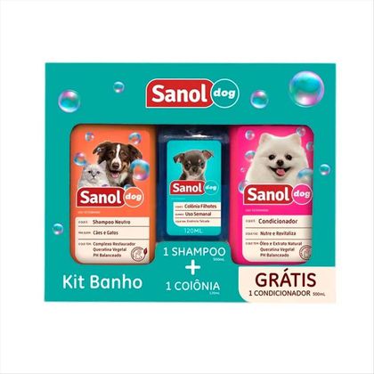 Kit Banho Sanol Dog Shampoo Para Cães + Colônia Grátis Condicionador