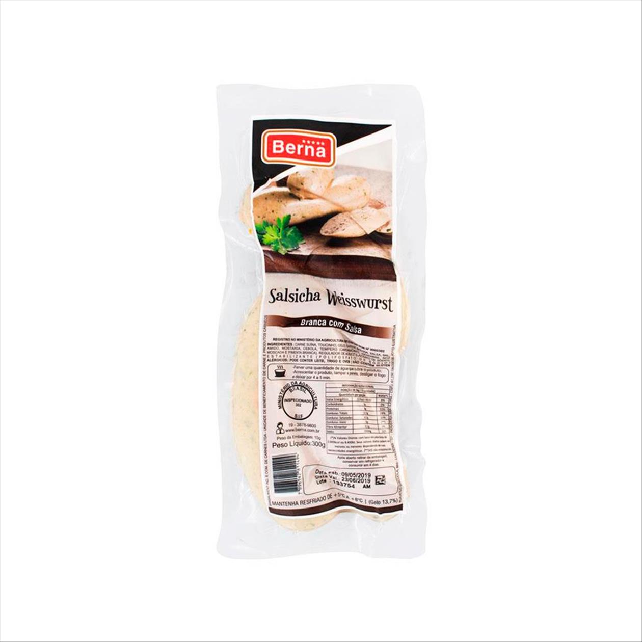 Salsicha branca com salsa Berna Weisswurst 300g - Zona Sul