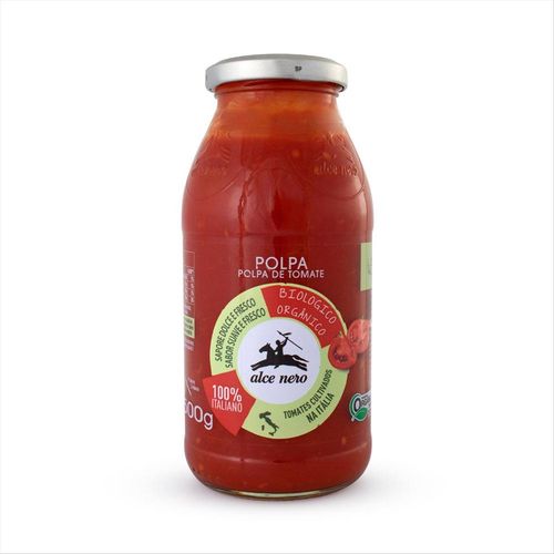 Polpa De Tomate Orgânico Italiana Alce Nero Vidro 500g