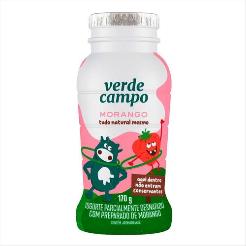 Iogurte Parcialmente Desnatado Verde Campo Kids Morango 170g