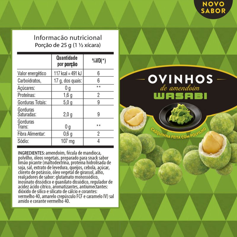 Ovinhos de Amendoim Elma Chips Wasabi 140g Zona Sul