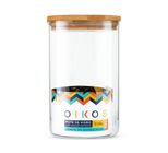 Pote de Vidro Tampa Bambu 1,1L Oikos