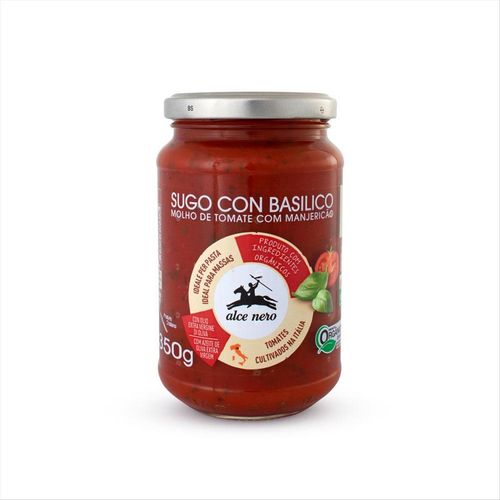 Molho De Tomate Italiano Orgânico Alce Nero Basilico Vidro 350g