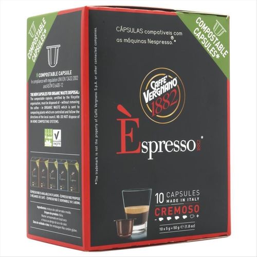 Cápsulas de Café Italiano Caffé Vergnano Espresso Cremoso Com 10 Unidades 5g Cada
