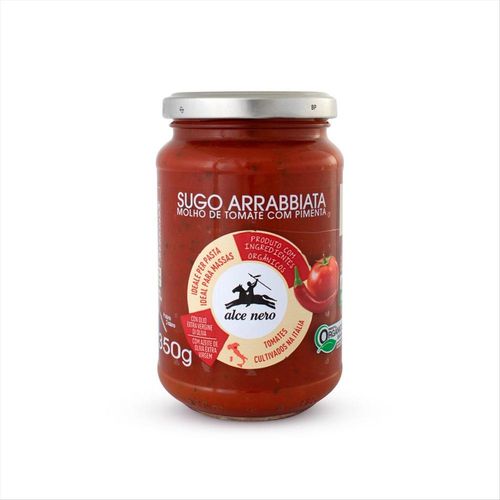Molho De Tomate Italiano Orgânico Alce Nero Arrabbiata Vidro 350g