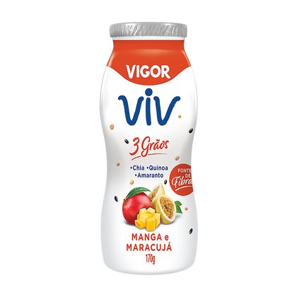 Iogurte Parcialmente Desnatado Vigor Viv 3 Grãos Manga e Maracujá 170g