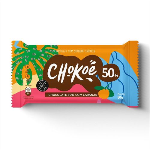 Chocolate 50% Cacau Com Laranja Chokoé 80g