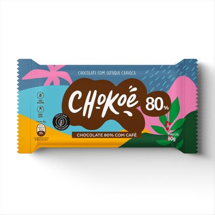 Chocolate 80% Cacau Com Café Chokoé 80g