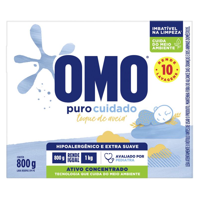 Sabão Em Pó Omo Puro Cuidado Caixa 800g
