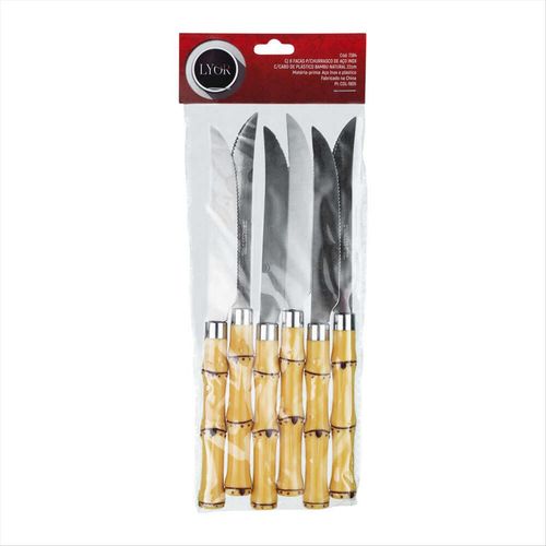 Conjunto com 6 Facas para Churrasco Inox Lyor 22cm