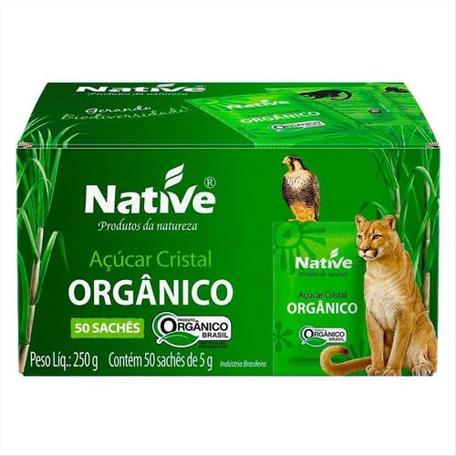 Açúcar Cristal Em Sachets Orgânico Native Caixa Com 50 Unidades 5g Cada