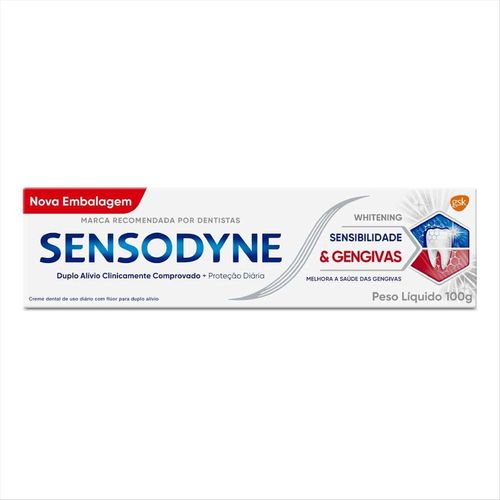 Creme Dental Sensodyne Whitening Sensibilidade e Gengivas 100g