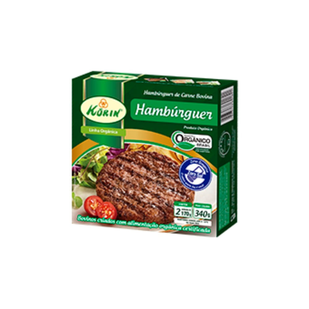 Hambúrguer Bovino Korin Orgânico Congelado 340g