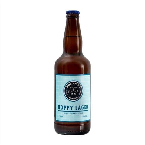 Cerveja Three Monkeys Hoppy Lager Garrafa 500ml