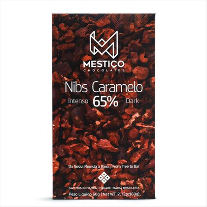 Chocolate Dark 65% Cacau Mestiço Nibs Caramelo 60g
