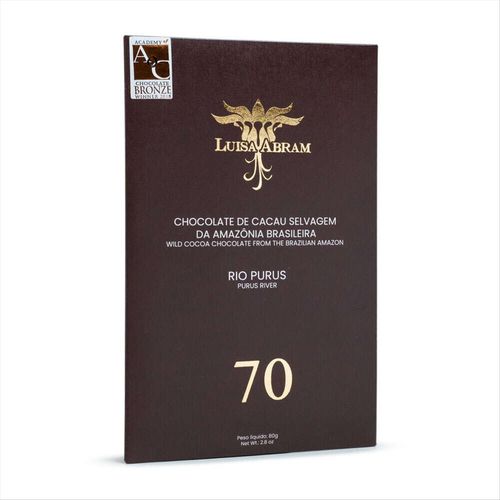 Chocolate de Cacau Selvagem da Amazônia 70% Luisa Abram Rio Purus 80g