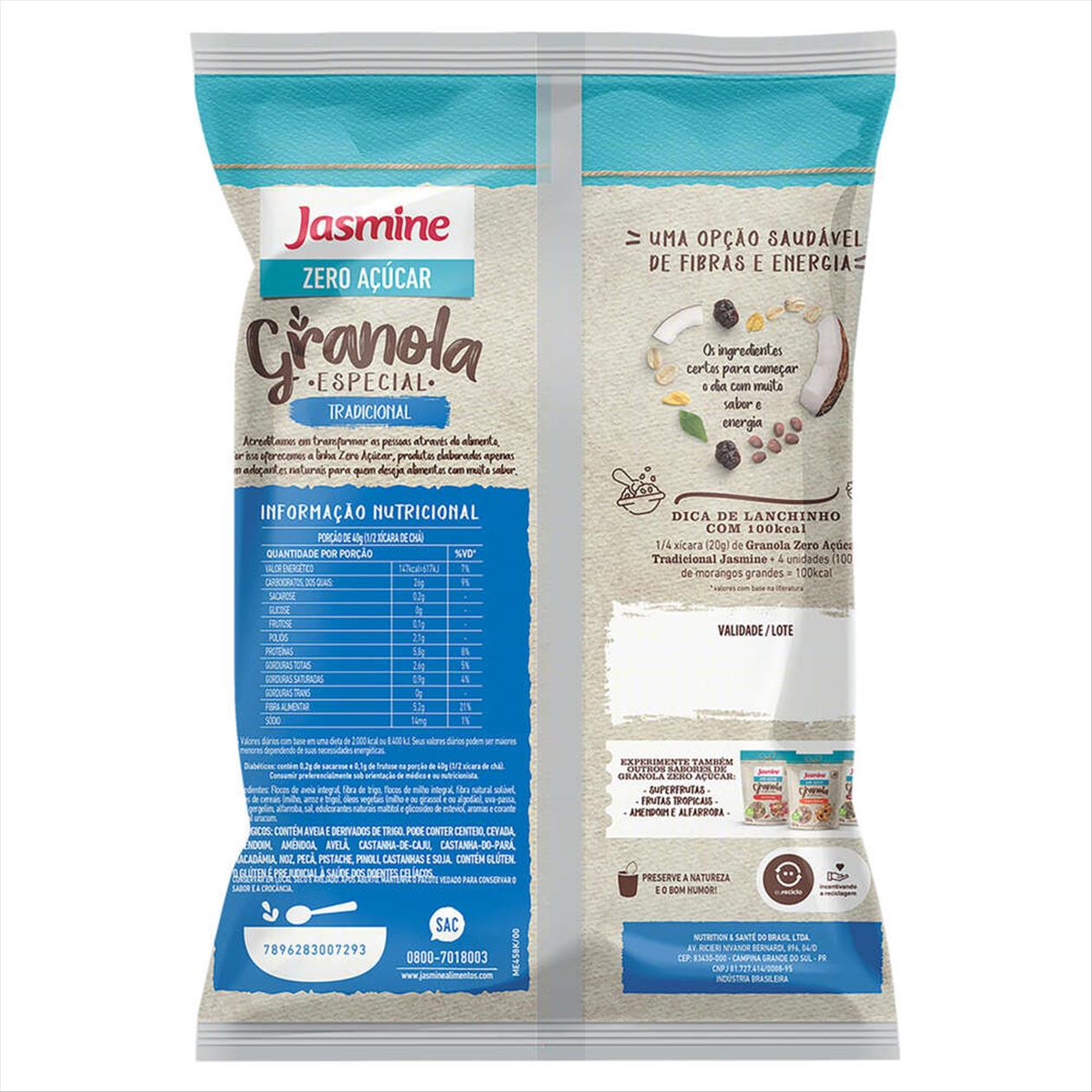 Granola Jasmine Zero Açúcar Tradicional 850g Zona Sul