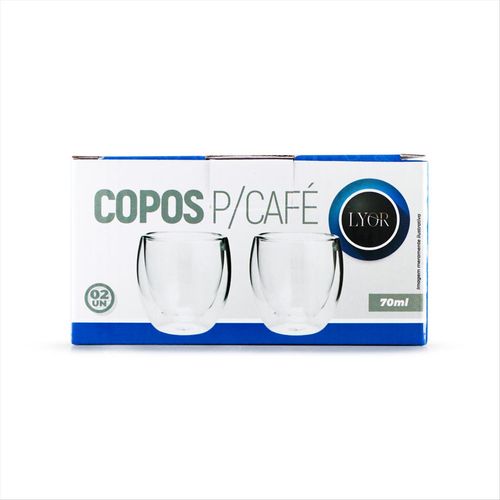 Conjunto de Copos para Café Lyor com 2 Unidades 70ml