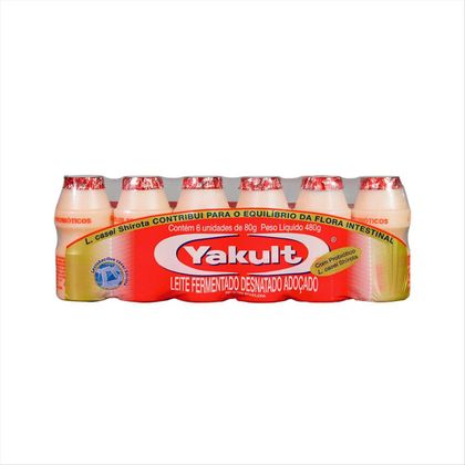 Leite Fermentado Yakult Pack Com 6 Unidades 80g Cada