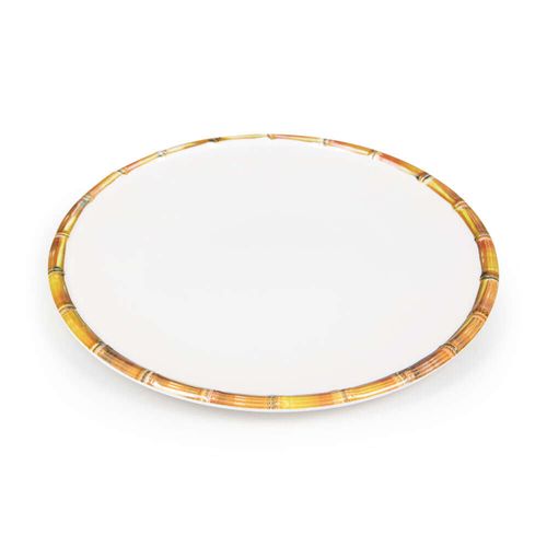 Prato Raso Melamina Bambu Branco 27cm Bon Gourmet